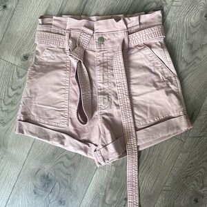Abercrombie & Fitch pink High-Waisted paper bag Shorts